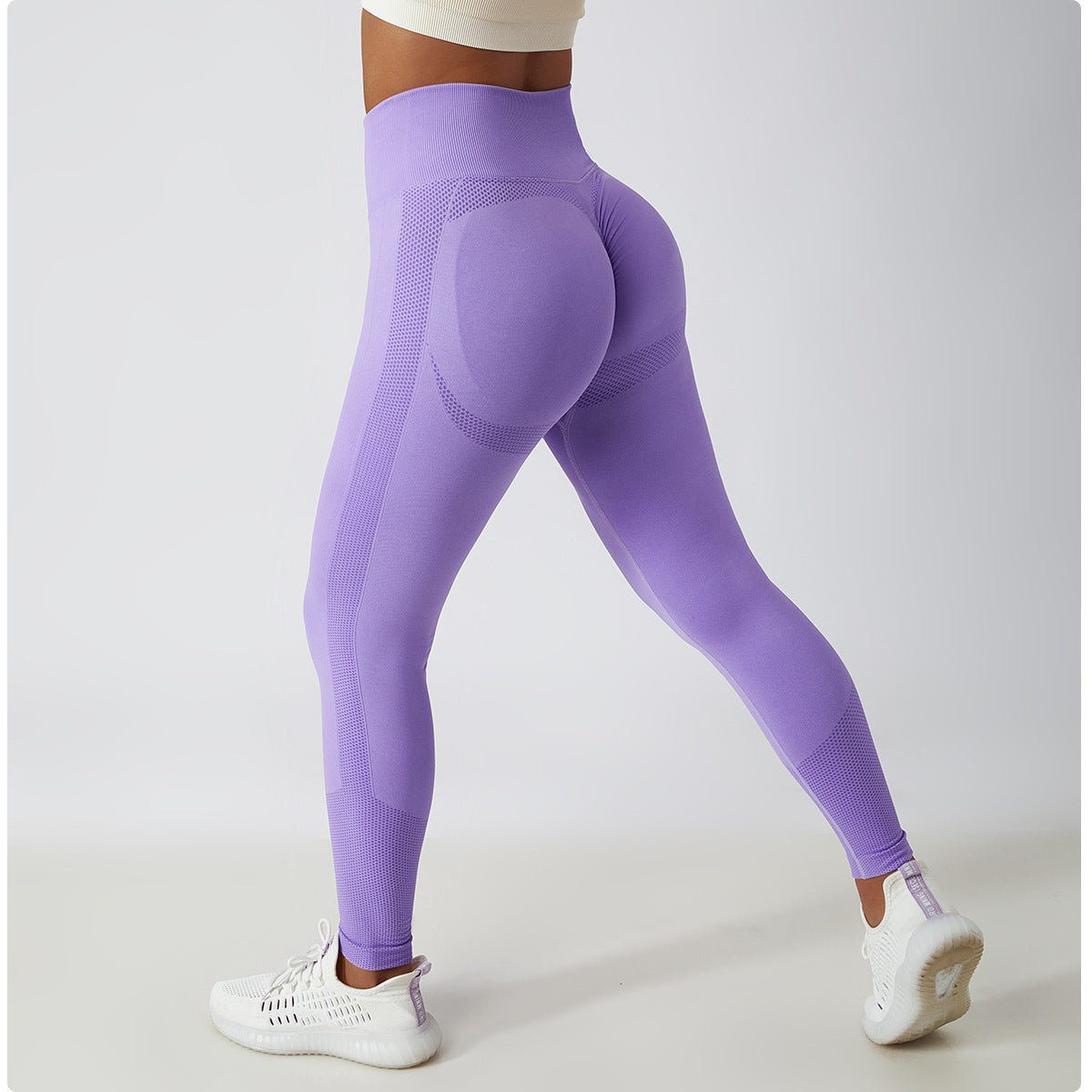 Outdoor Running Fitness Pants Hip Lift Yoga Pants Women's Seamless Knit Tight Height Waist Breathable Exercise Yoga Pants