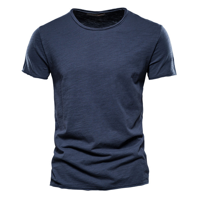 Summer Men's New Solid Color Bamboo Cotton V-neck Short-sleeved T-shirt Cotton Hot Selling Men's Wear