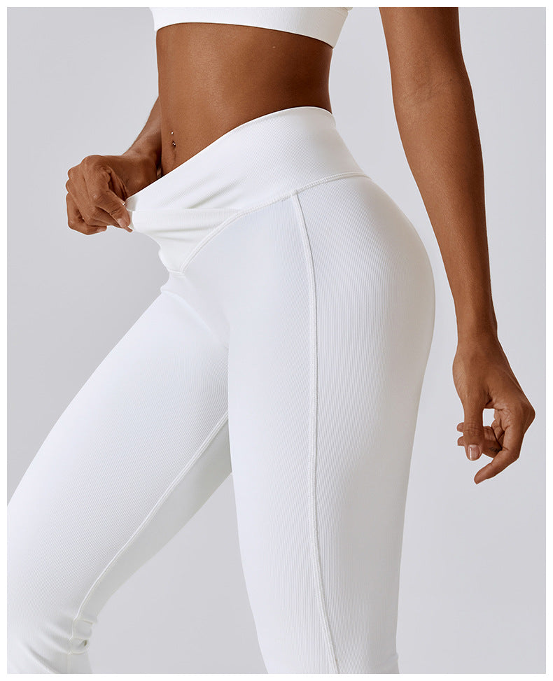 Cross High Waist Yoga Flare Pants Women Dance Sports Wide Leg Pants Casual Hip Lift Fitness Micro Cropped Pants