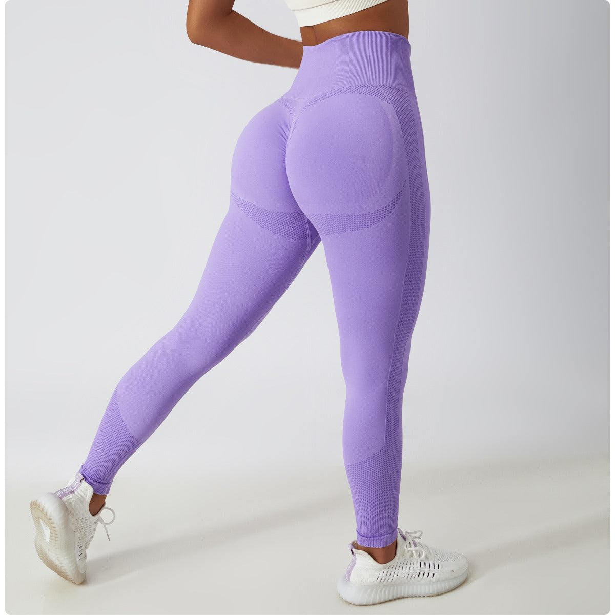 Outdoor Running Fitness Pants Hip Lift Yoga Pants Women's Seamless Knit Tight Height Waist Breathable Exercise Yoga Pants