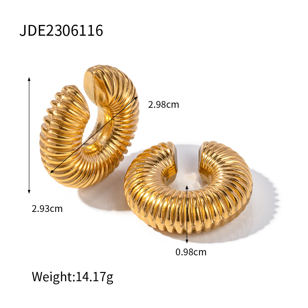 5pcs 18K Vacuum Electroplated Stainless Steel C-Shaped Earrings Niche High-Grade Earrings For Women Jewelry