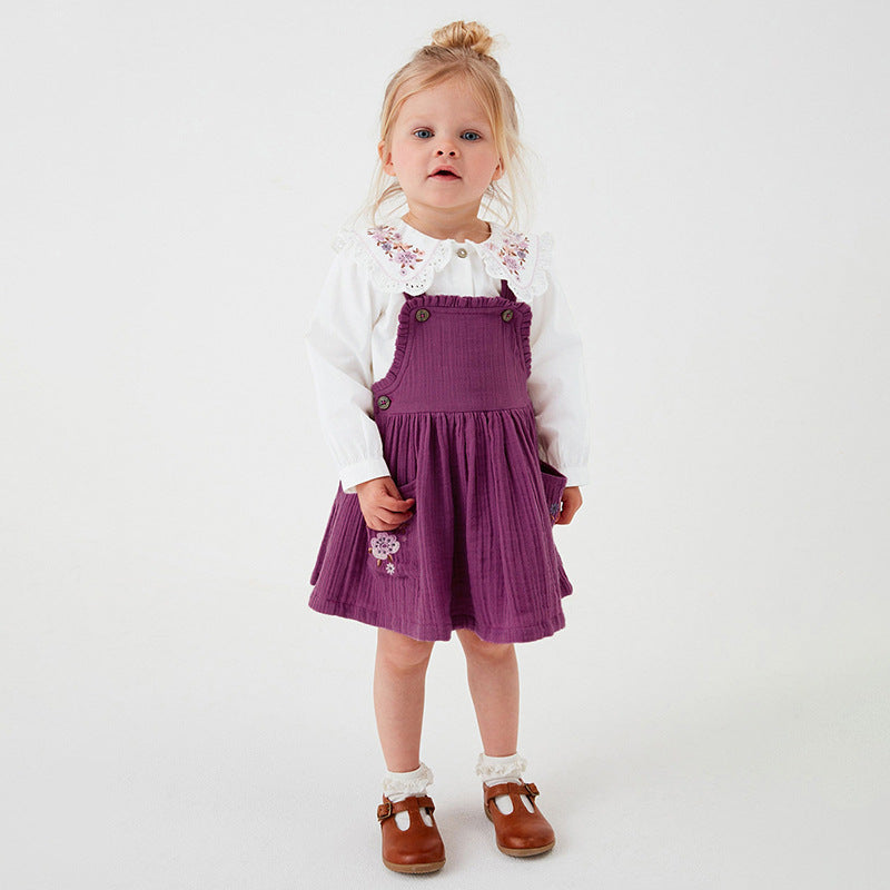 Girls Strap Dress Children's Skirt Autumn Cotton Skirt Embroidery Children's Skirt