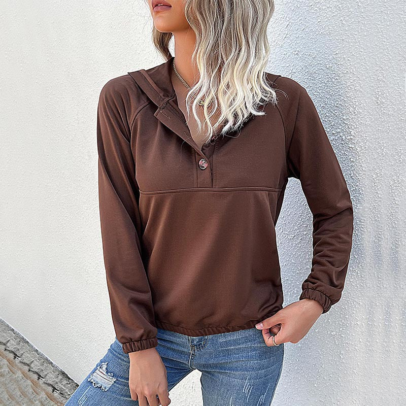 New Women's Clothing Long Sleeve Solid Color Hooded Autumn And Winter Hoodie