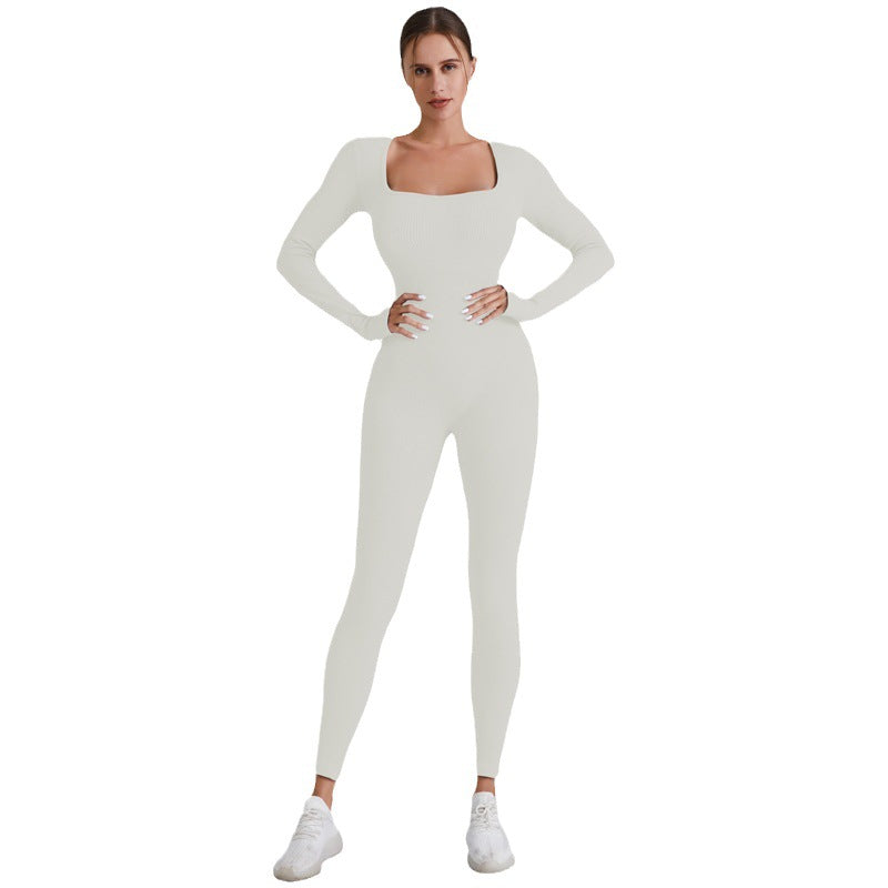 Autumn And Winter Thread Long One-Piece Yoga Wear Women's Quick Dry Running Fitness Sports One-Piece Long Sleeve Yoga Pants