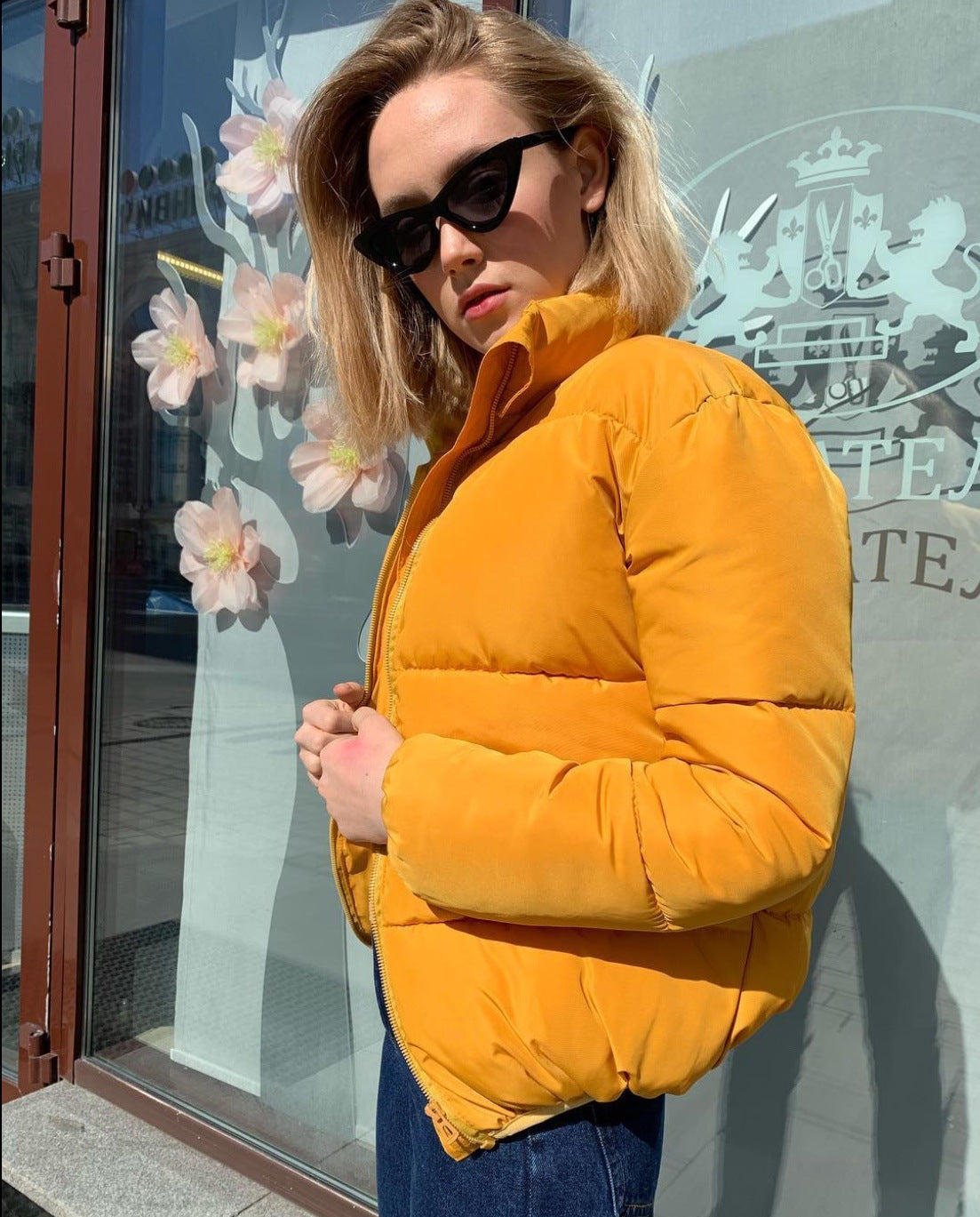 Fashion Coat Solid Color Standard Collar Oversized Short Jacket Winter And Autumn Women's Down Jacket