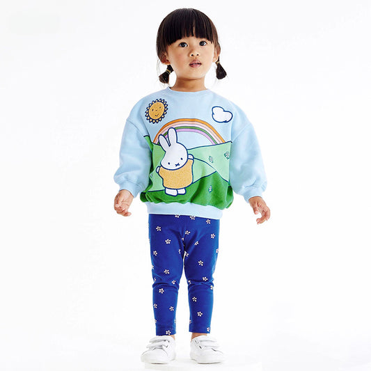 Girls Hoodie Long Sleeve Set Autumn Children's Cotton Set In The Little Child Pants Set