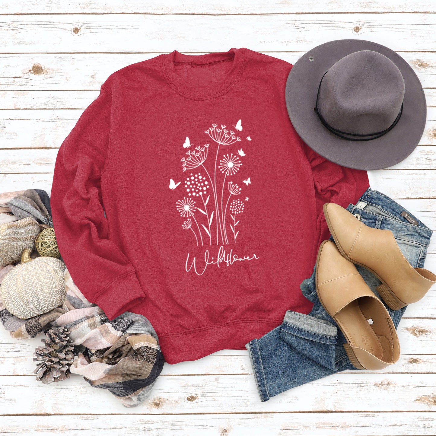 Wildflower Butterfly Letter Print Loose Casual Fall/Winter Long Sleeve Ebay Plus Size Hoodie