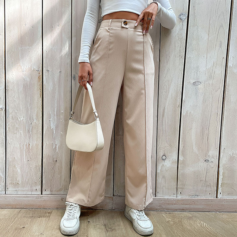 New Spring And Autumn Women's Casual Pants Splicing Commuter Wind Wide-Leg Pants