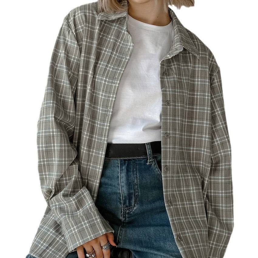 Vintage Classic Plaid Plaid Shirt New Fall Fashion Women's Top