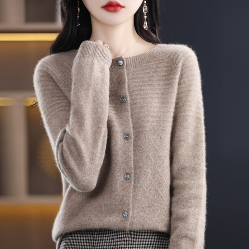 Seamless 100 Wool Cardigan Women's New Spring Sweater Women Seamless Integrated Cashmere Sweater Knit Coat