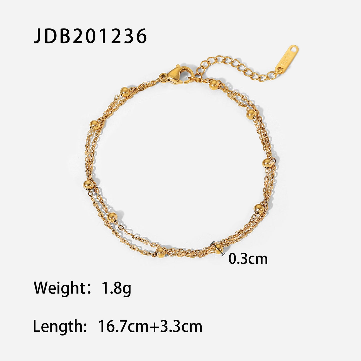 5pcs Exquisite 18K Gold Bead Bracelet Pvd Electroplated Titanium Steel Jewelry Anti-Double Chain Bracelet Jewelry Women