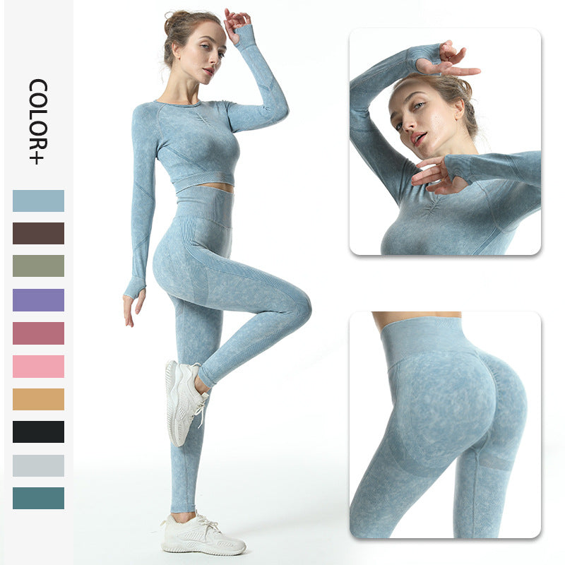 New Seamless Wash Smile Yoga Suit Outdoor Fitness Sexy Booty Yoga Pants