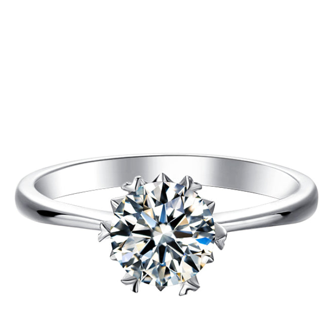 1 Carat Moissanite Ring Female Korean Version Simple Fashion Temperament S925 Silver Six-Claw Inlaid Gemstone Ring