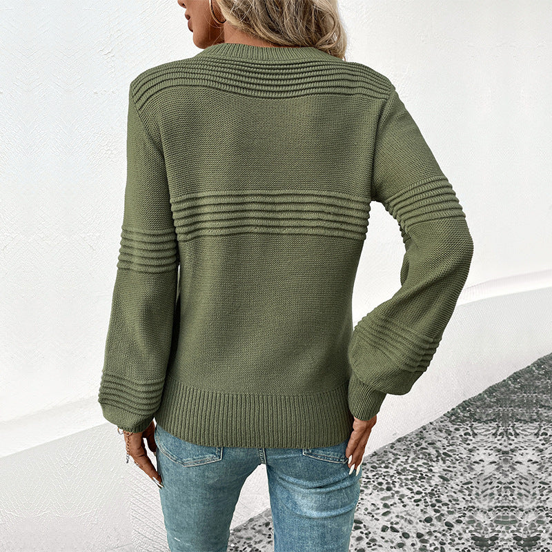 New Autumn And Winter New Women's Long Sleeve Solid Color Women's Sweater