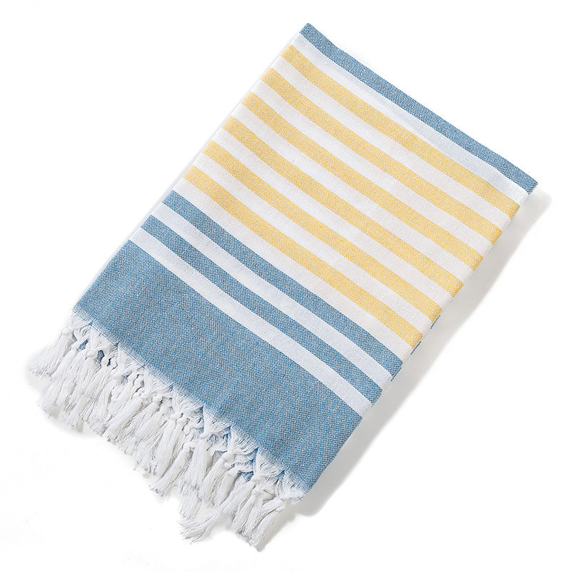 New Turkish Color Bath Towel Tassel Striped Yarn-Dyed Beach Towel Cotton Children's Towel Can Be Customized