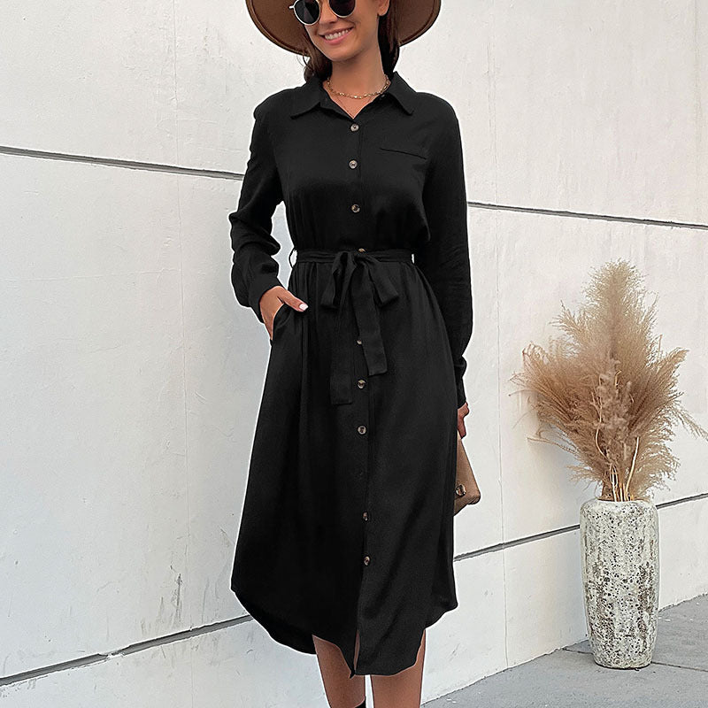 New Autumn And Winter New Women's Long-Sleeved Black Dress Long High-Level Sense