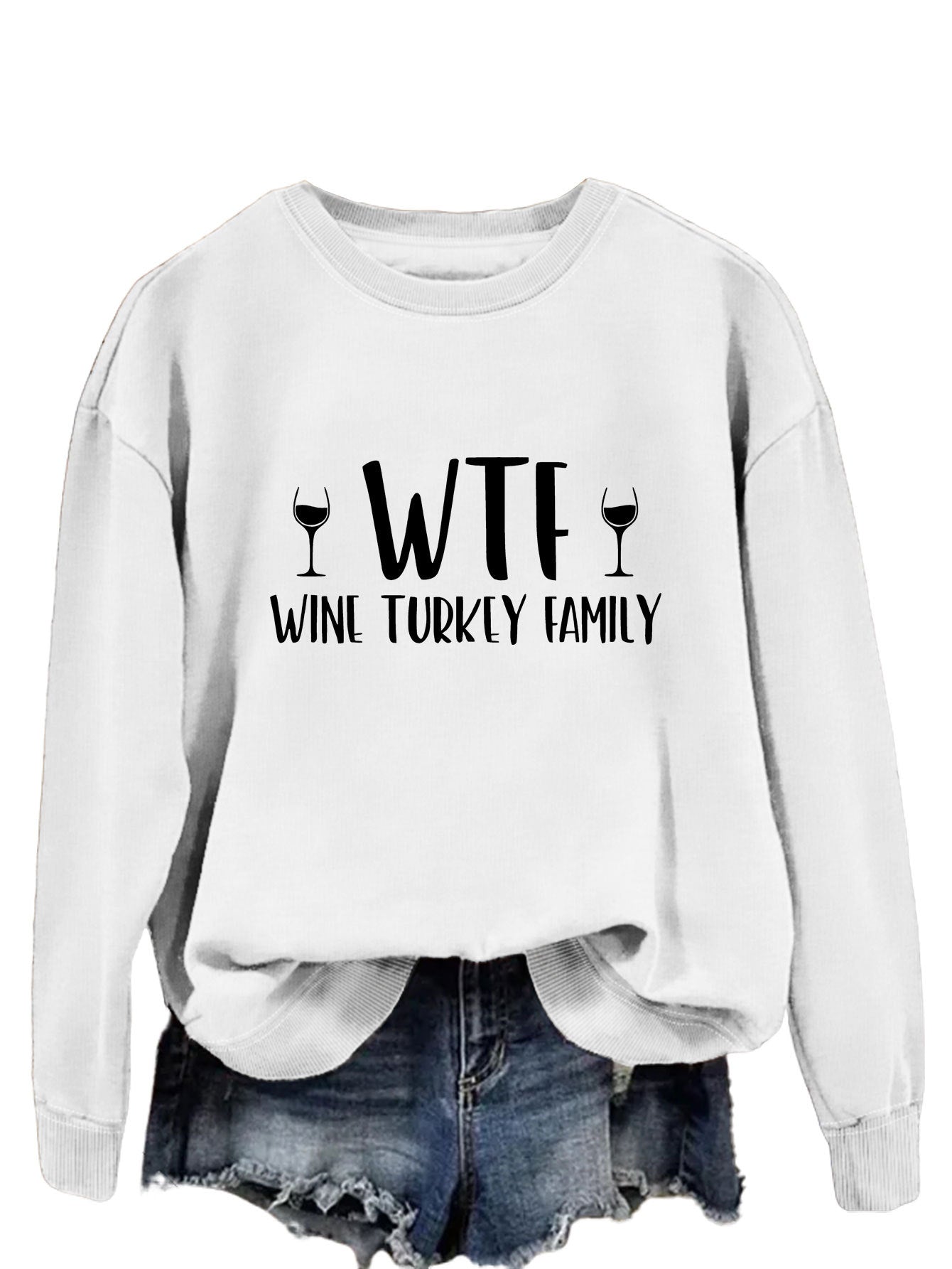 New Autumn And Winter Wtf Wine Turkey Family Hoodie Fashion Women's Long Sleeve Shirt