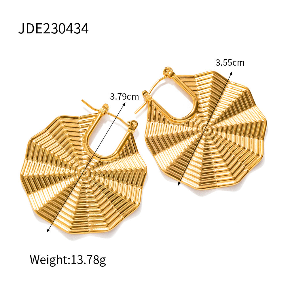 5pcs Stainless Steel 18K Stainless Steel Fan-Lace Earrings New Chic Charm Exquisite Earrings Jewelry Trend