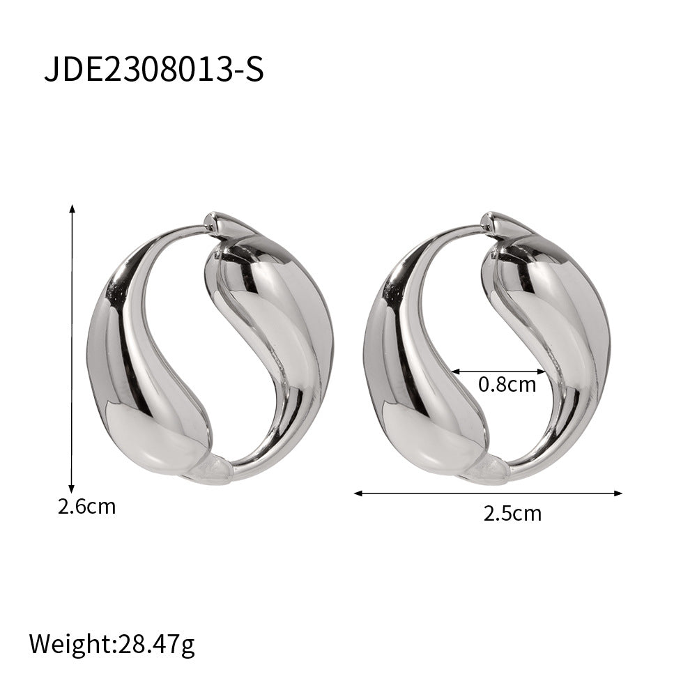 5pcs Temperament Fashion Steel Color Stainless Steel O-Shaped Earrings Earrings Earrings Titanium Steel Accessories