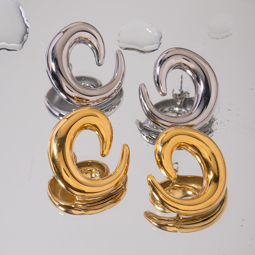 5pcs New 18K Gold Stainless Steel Snail Earrings Jewelry Fashion Personality Stainless Steel Jewelry