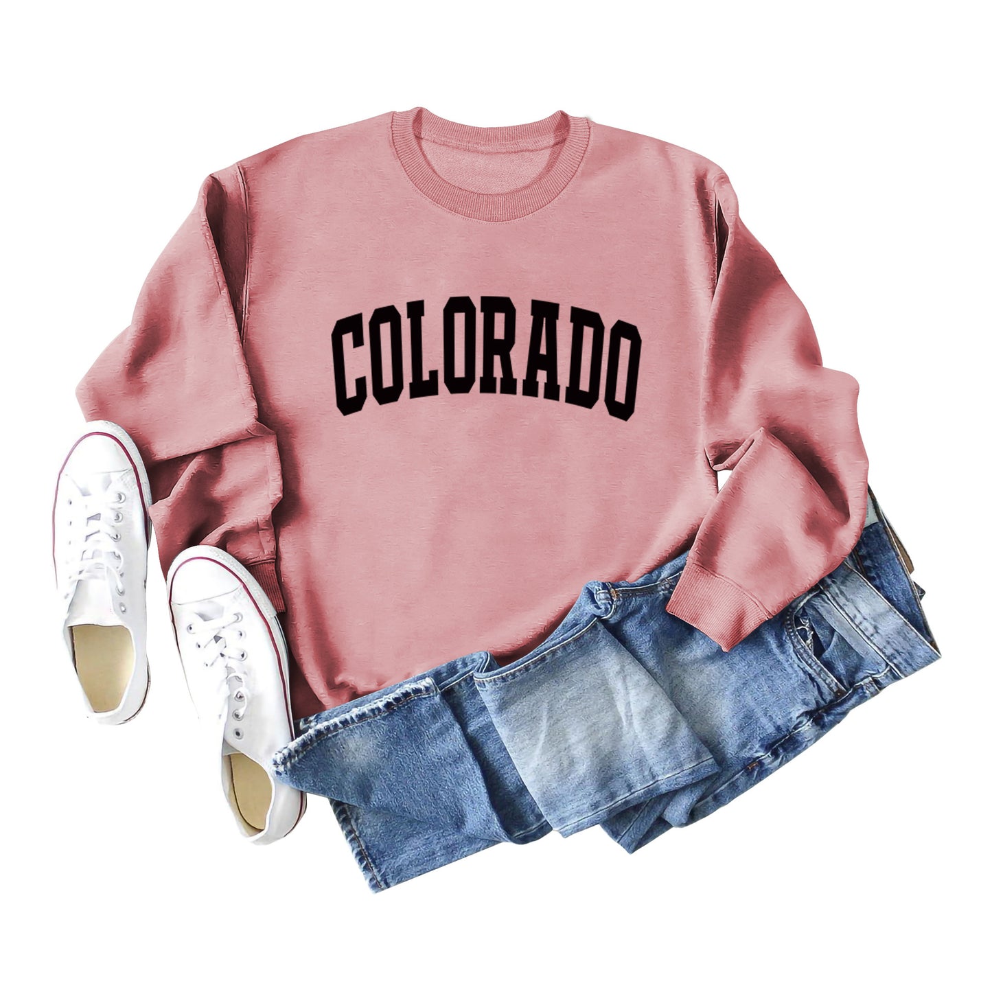 Autumn And Winter Colorado Pattern Letter Printed Casual Long-Sleeved Crew-Neck Hoodie