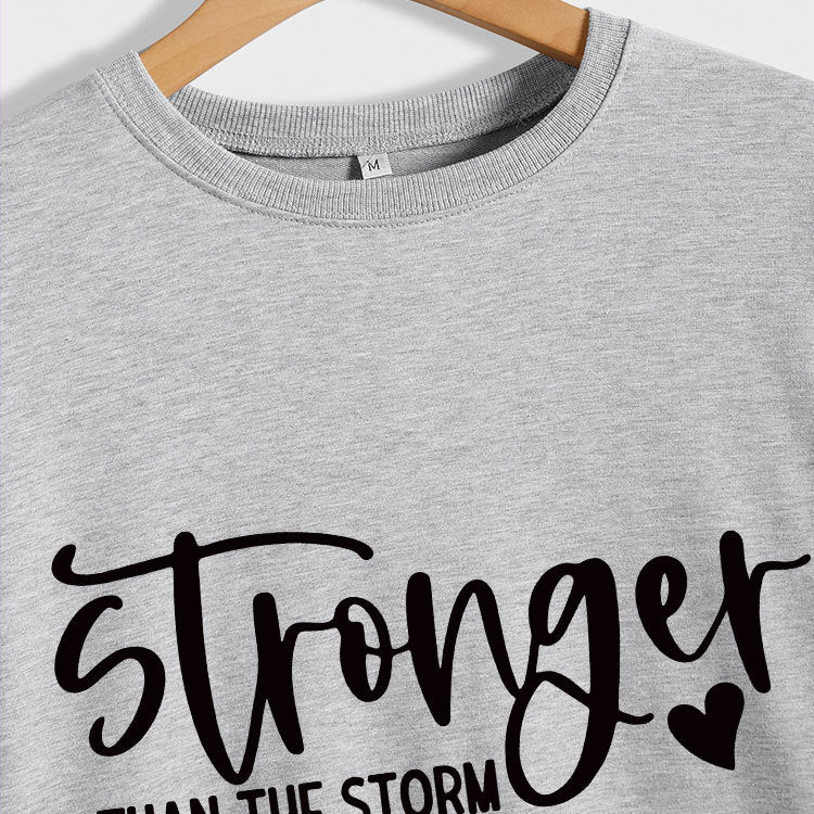 Autumn And Winter New Stronger Than The Storm Printed Crew-Neck Hoodie With Long Sleeves