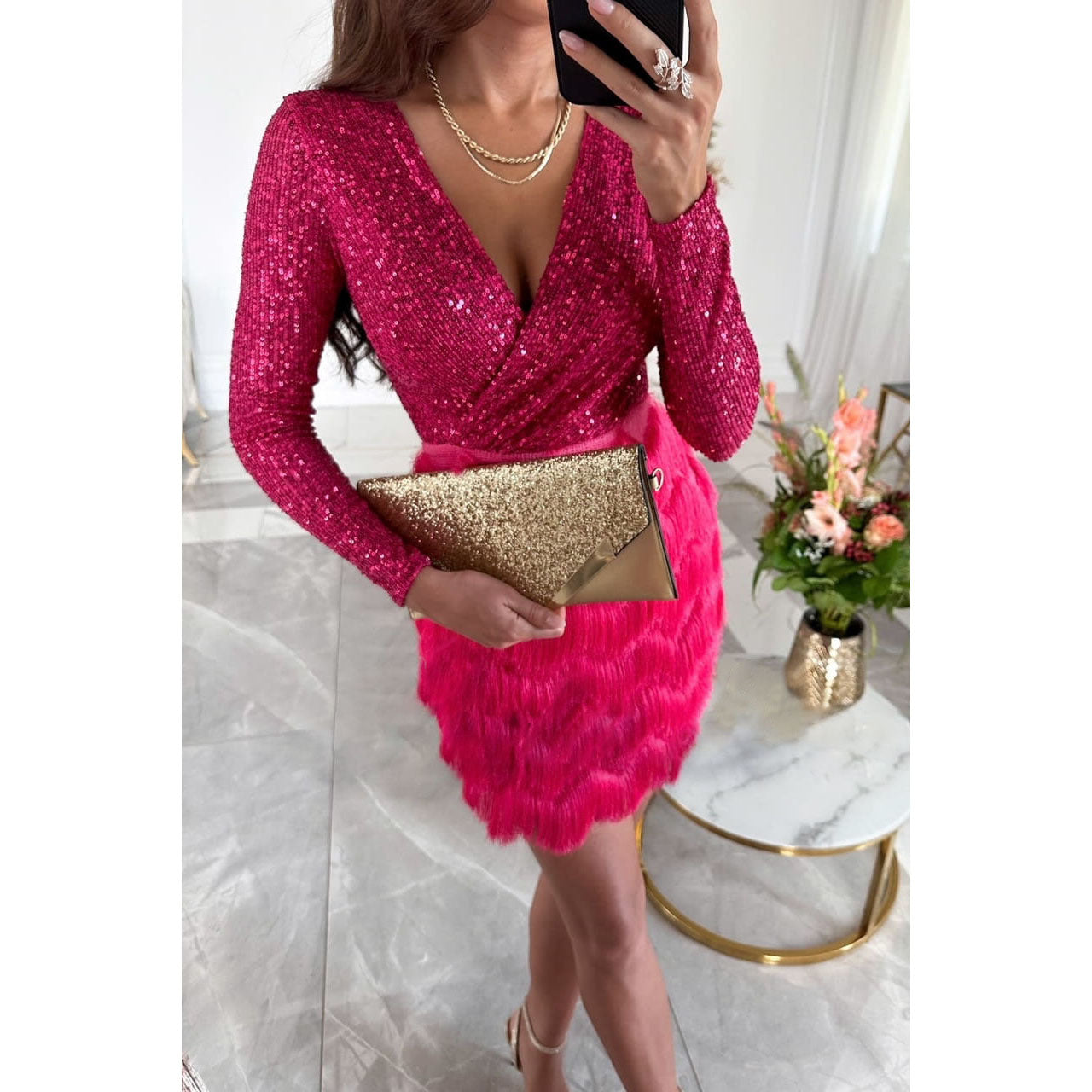 Fall/Winter New Party Sequin Multi-Color Dress Casual Loose Dress For Women