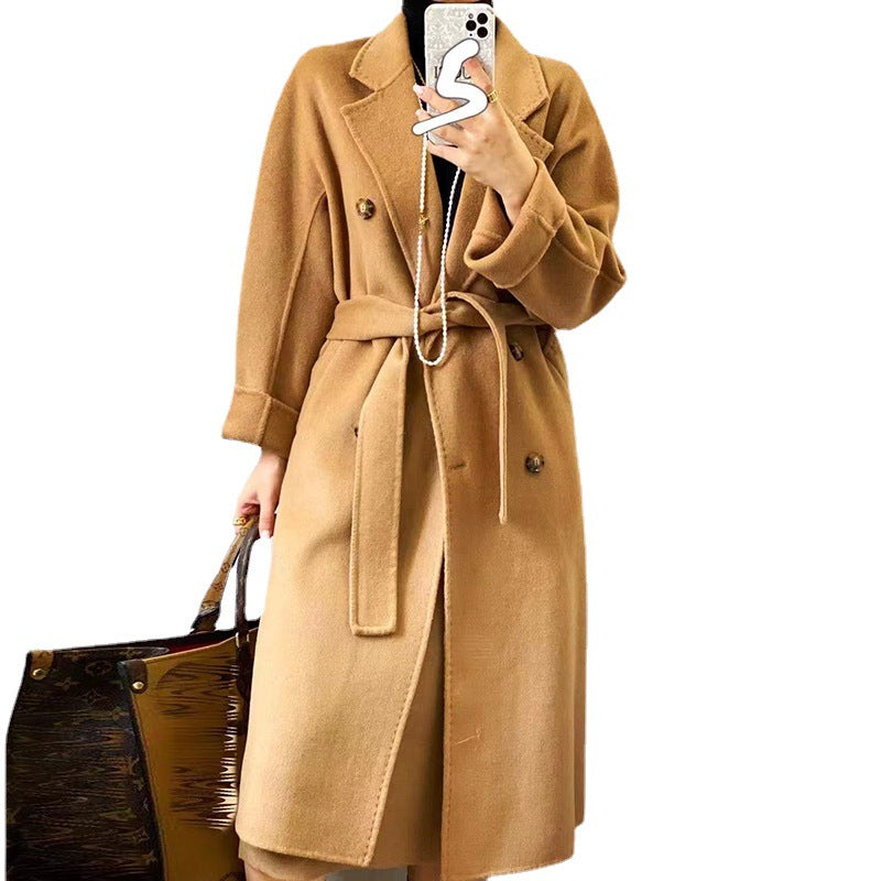 Loose Version Type Wall Plate Double Row Plus Long Hand-Made Double-Sided Wool Coat Coat Female