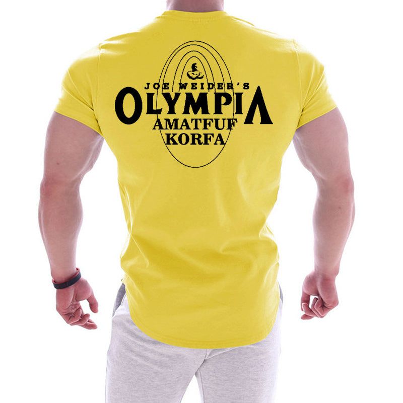 Outdoor Sports Quick Dry Round Neck T-Shirt Large Size Printed Men Short Sleeve Loose Running Fitness