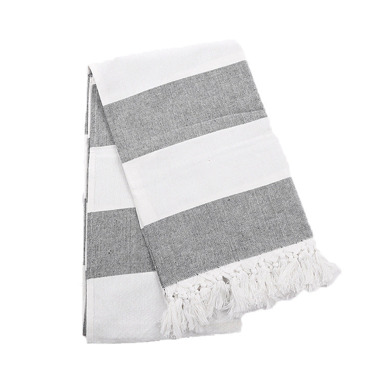 New Turkish Color Bath Towel Tassel Striped Yarn-Dyed Beach Towel Cotton Children's Towel Can Be Customized