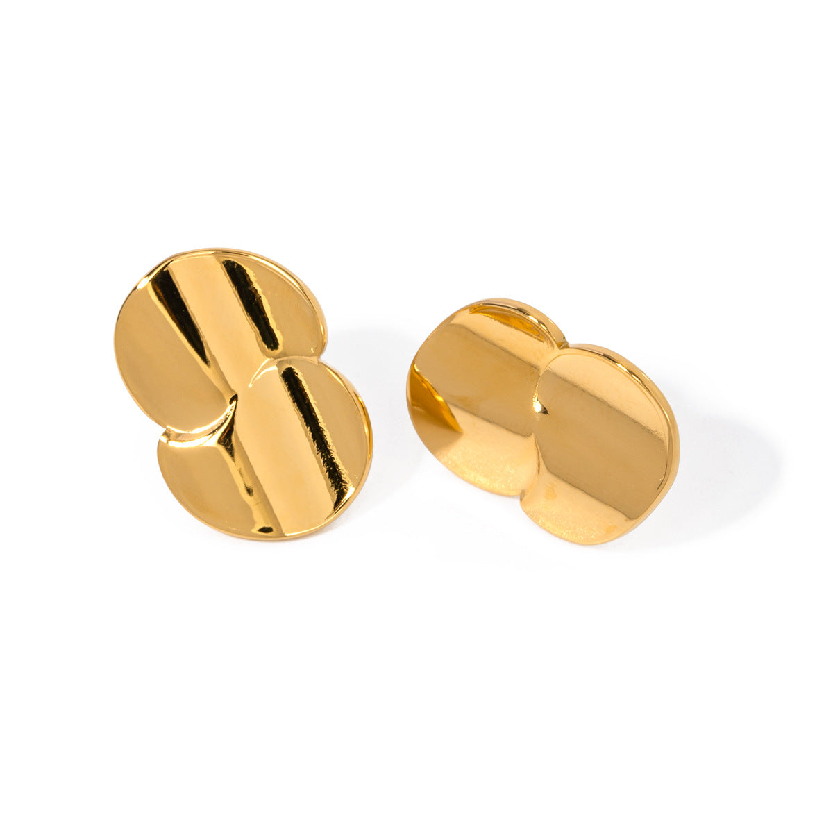 5pcs Circular Non-Fading Earrings 18K Gold Stainless Steel Minimalist Geometric Curve Earrings