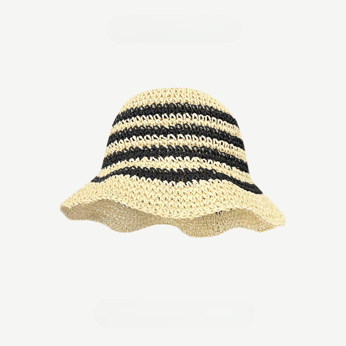 Little Fresh Striped Seaside Holiday Braided Straw Hat Women's Summer Shade Basin Hat Sun Block Hat Fisherman Hat Tide