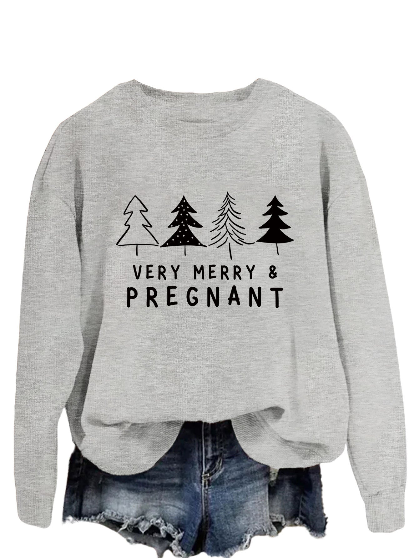 Very Merry Pregnant Long Sleeve Hoodie Fashion Long Sleeve Top Woman