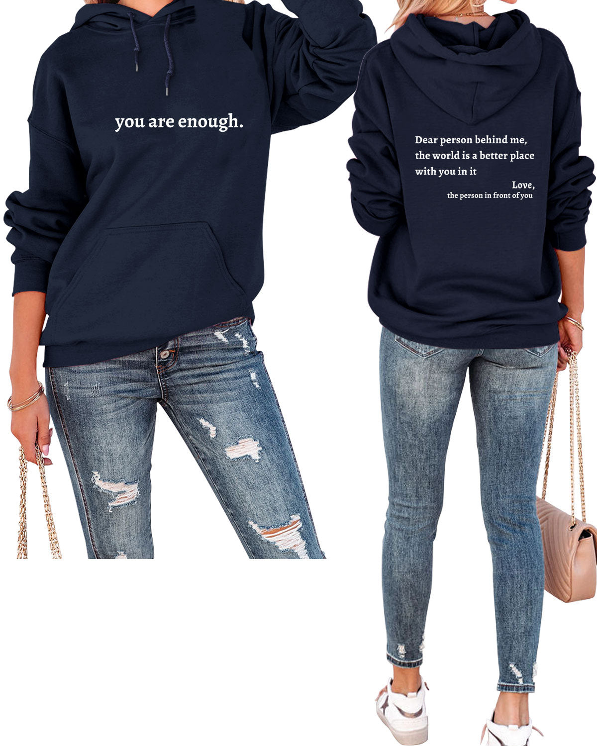 Dear Person Behind Me Simple Letter Print Casual Fashion Long-Sleeved Hooded Clothing