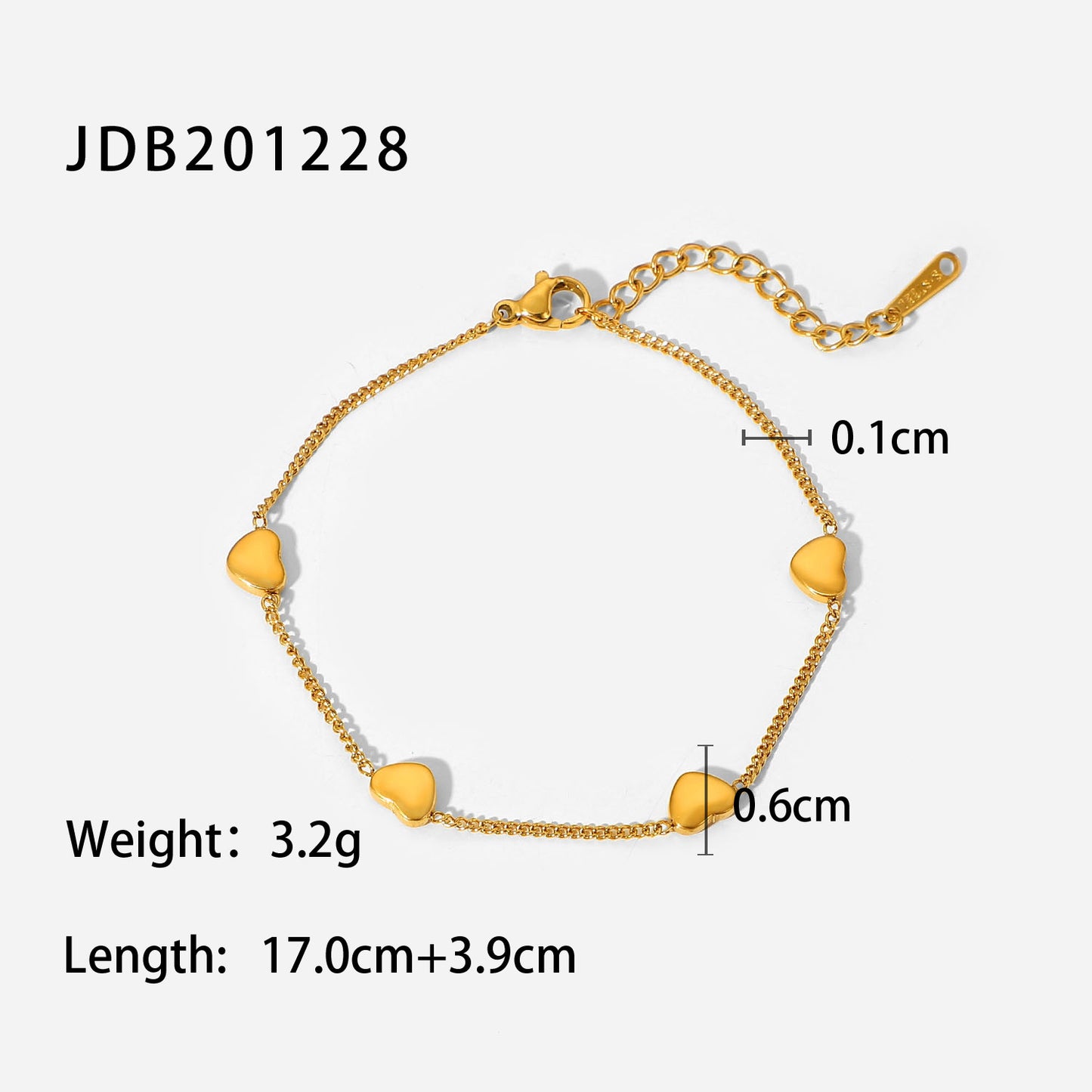 5pcs Women's Bracelet 18K Gold Four Love Thin Chain Bracelet Stainless Steel Geometric Bracelet Jewelry