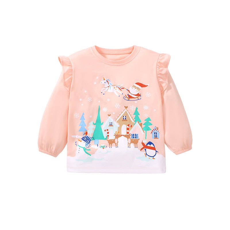 Children's T-Shirt Autumn Girls Long Sleeve Children's T-Shirt Home Casual Cotton Girls Top