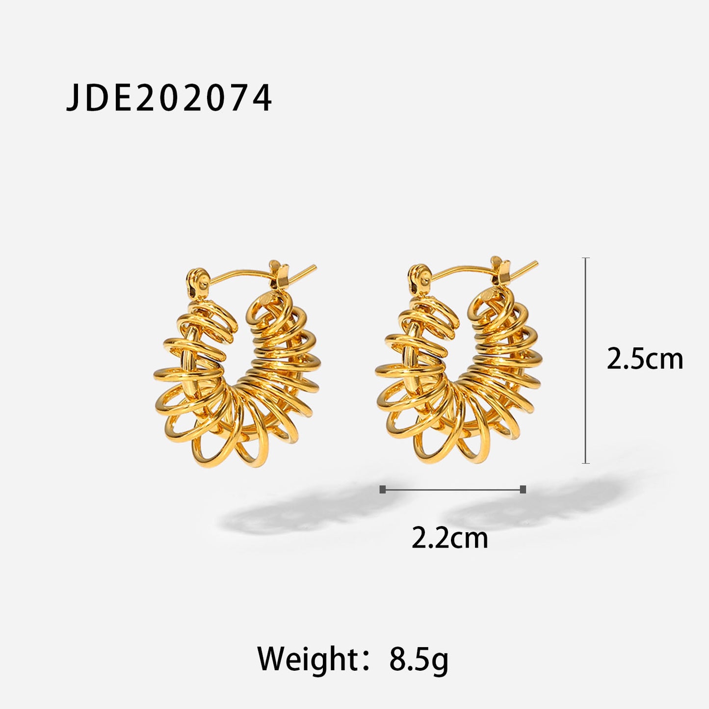 5pcs Fashion Earrings 18K Gold Catwalk With Spring Spiral Holloway Winding Circle Earrings Jewelry Women