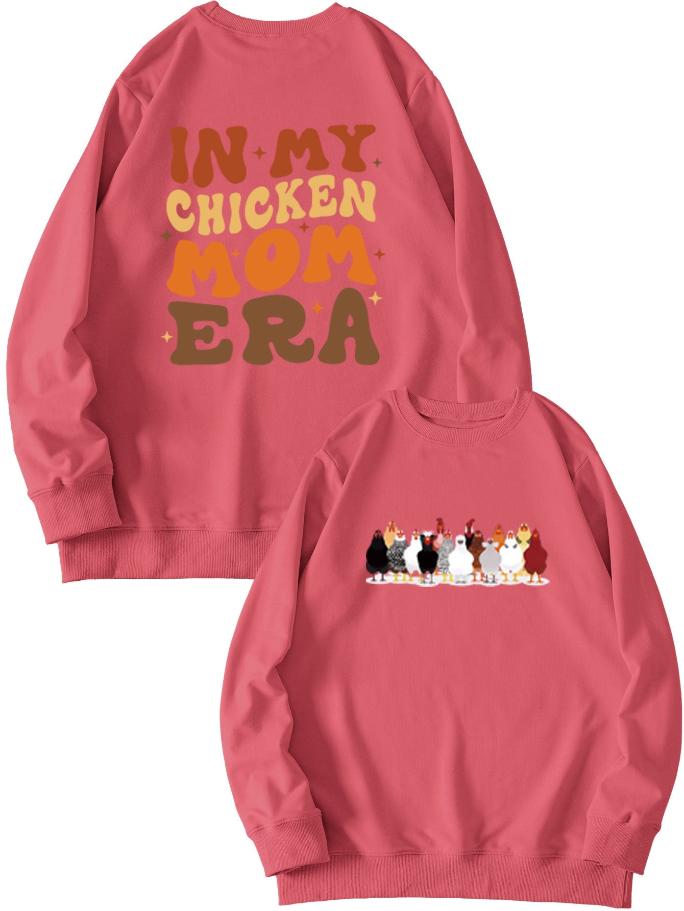 In My Chicken Mom Era Autumn Leisure Fun Double-Sided Printed Hoodie Pullover Long Sleeves