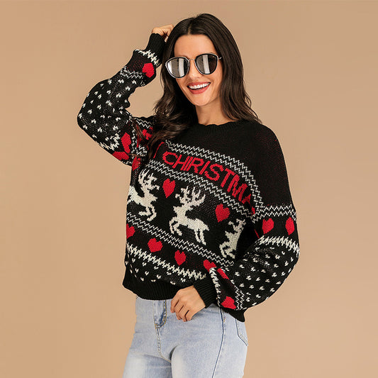 Autumn Round Neck Casual Long-Sleeved Bottom Knit Christmas Sweater