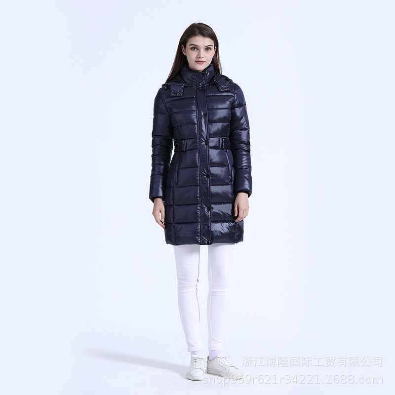 Winter Long Hooded Thick Windproof Warm Down Jacket Women's Fashion Coat Casual Anti-Coat