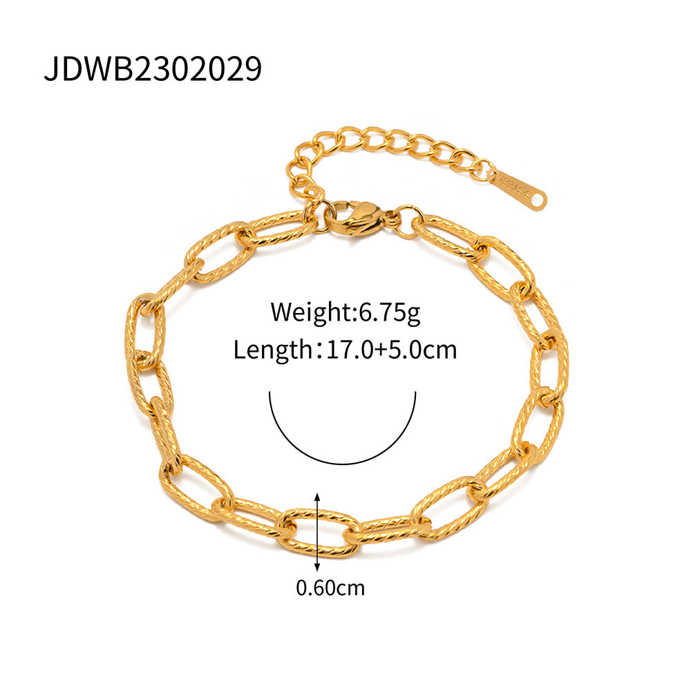 5pcs 18K Gold Stainless Steel Thread Chain Long Bracelet Do Not Fade Bracelet Accessories