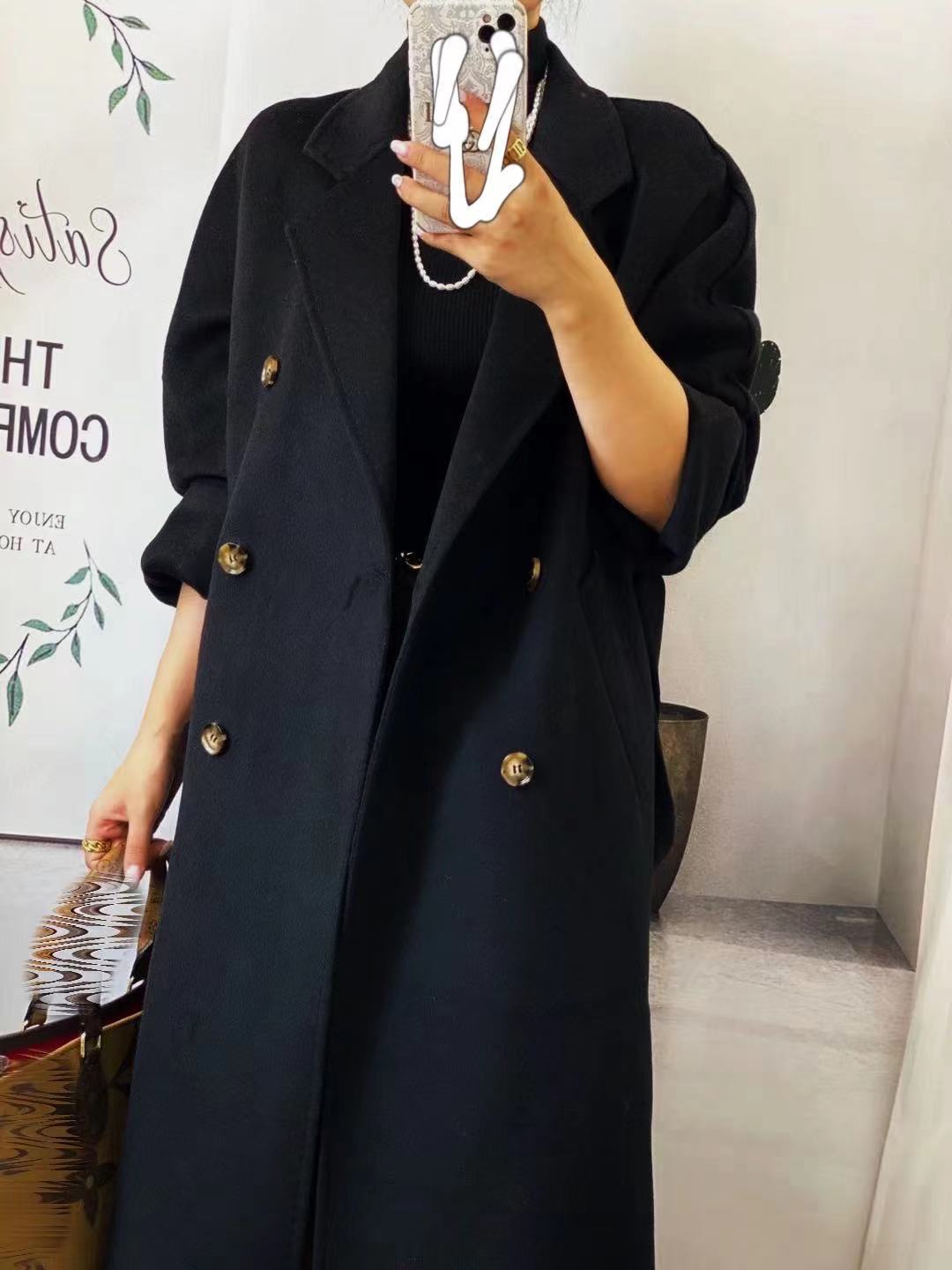 Loose Version Type Wall Plate Double Row Plus Long Hand-Made Double-Sided Wool Coat Coat Female