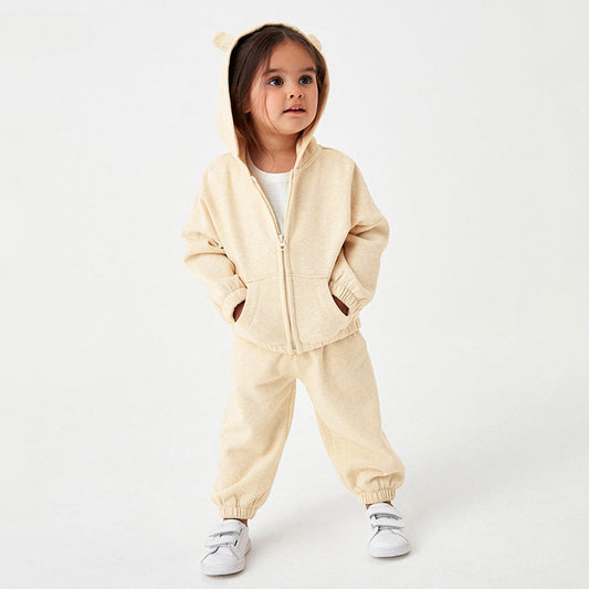 New Girls' Hoodie Set Casual Children's Set Pure Cotton Autumn Long Sleeve Set