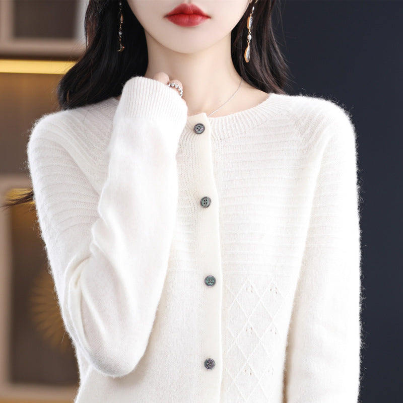 Seamless 100 Wool Cardigan Women's New Spring Sweater Women Seamless Integrated Cashmere Sweater Knit Coat