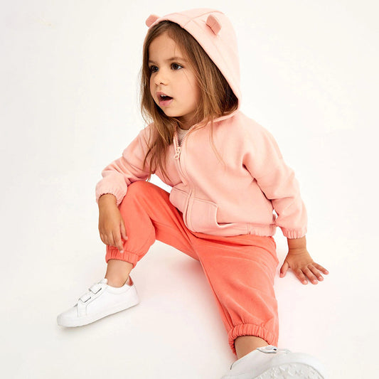 Fall Kids Set Cotton Girls Hooded Hoodie Cute Girls Set