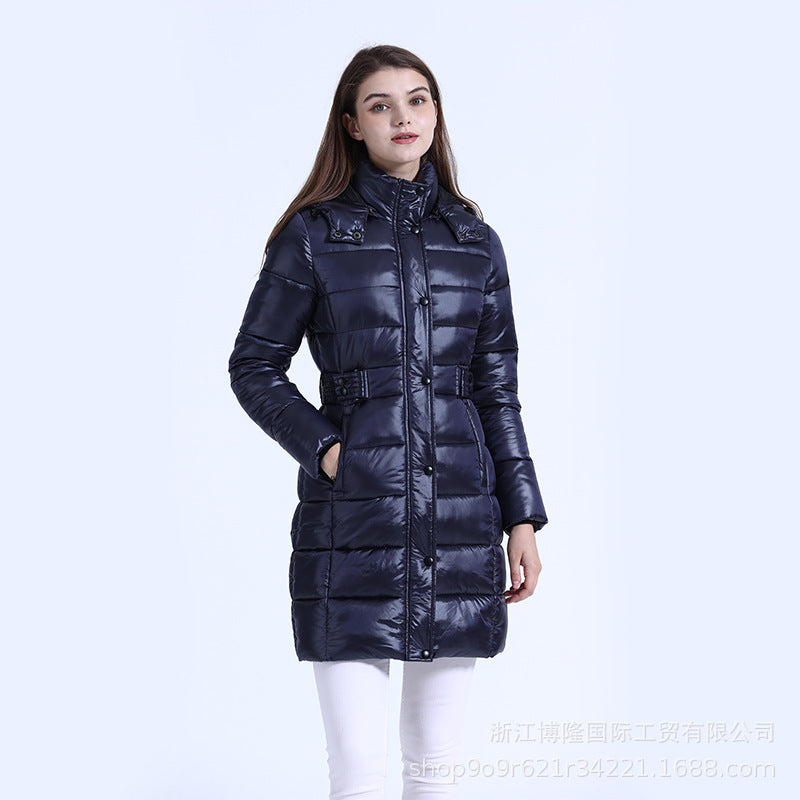 Winter Long Hooded Thick Windproof Warm Down Jacket Women's Fashion Coat Casual Anti-Coat