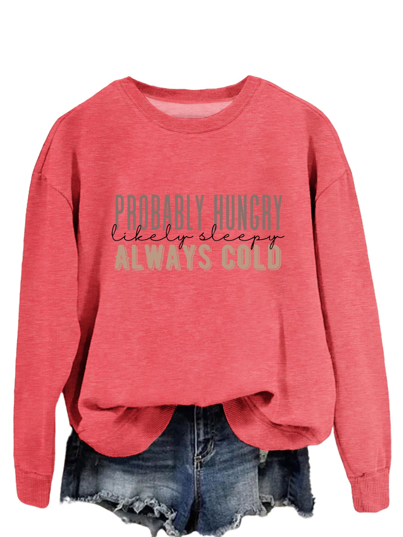 Trendy Tops Are Probably Hungry For Fun Printed Long-Sleeved Hoodies