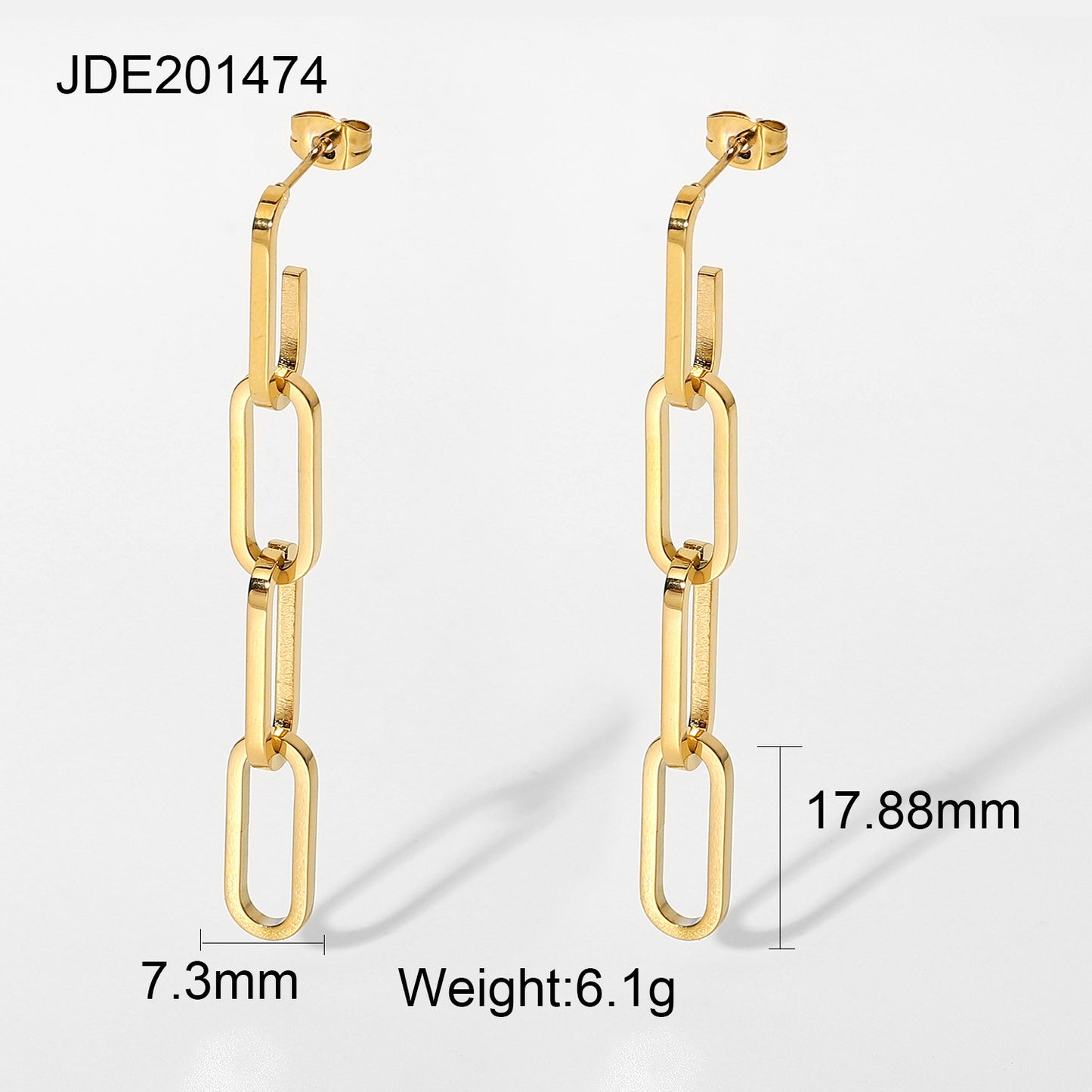 5 pairs Titanium Steel Earrings Long Cuban Chain Earrings Accessories 18K Gold Stainless Steel Earrings For Women