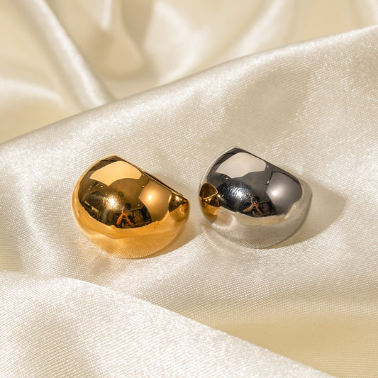 5pcs Non-Fading 18K Gold Stainless Steel Exaggerated Spherical Ring Fashion Personality Trendy Accessories