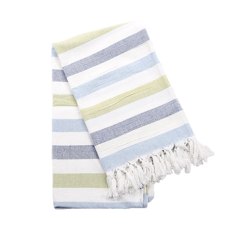 New Turkish Color Bath Towel Tassel Striped Yarn-Dyed Beach Towel Cotton Children's Towel Can Be Customized